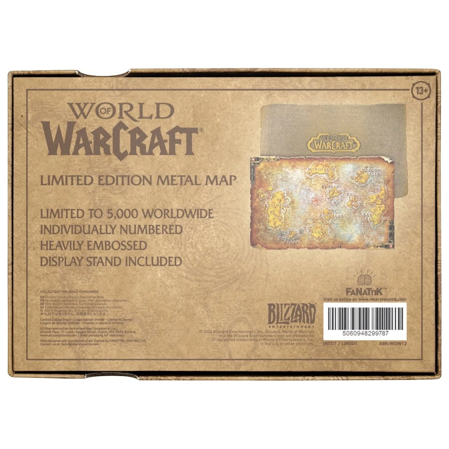 Replika kovovej mapy Azerothu World of Warcraft limitovaná edícia 12 x 18 cm produktová fotografia