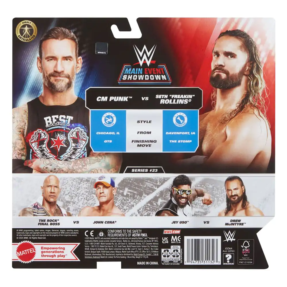WWE Main Event Showdown akčné figúrky CM Punk vs Seth "Freakin" Rollins 2-Pack 15 cm produktová fotografia