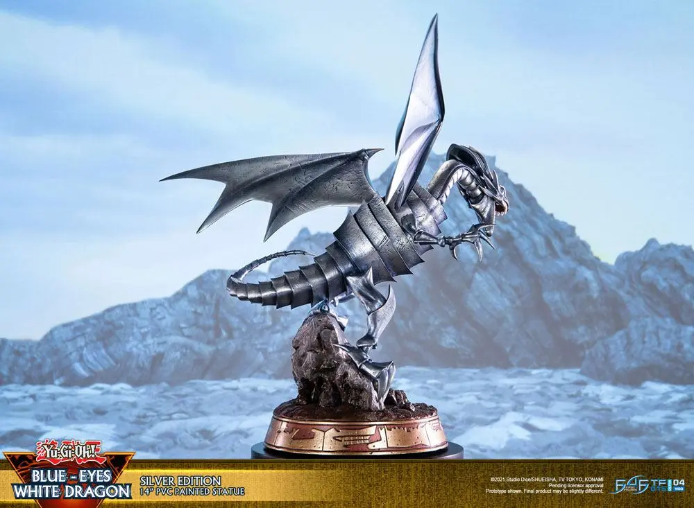 Yu-Gi-Oh! PVC Socha Blue-Eyes White Dragon Silver Edition 35 cm produktová fotografia