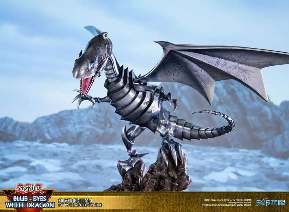Yu-Gi-Oh! PVC Socha Blue-Eyes White Dragon Silver Edition 35 cm produktová fotografia