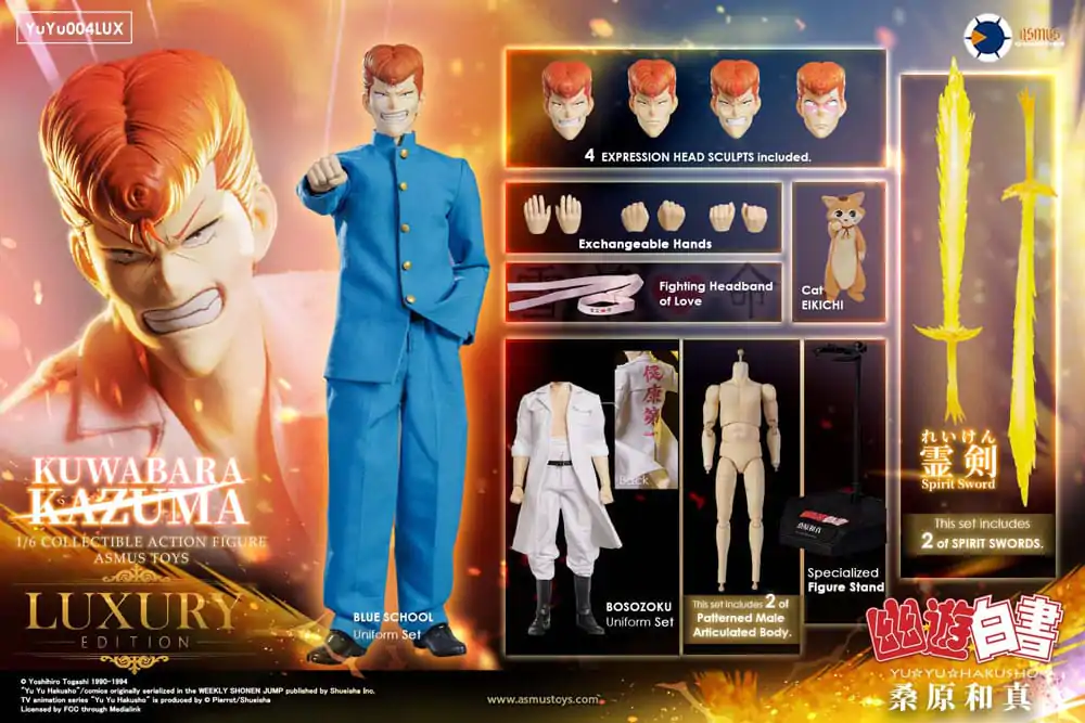 Yu Yu Hakusho Akčná figúrka 1/6 Kazuma Kuwabara (Luxus kiadás) 30 cm termékfotó