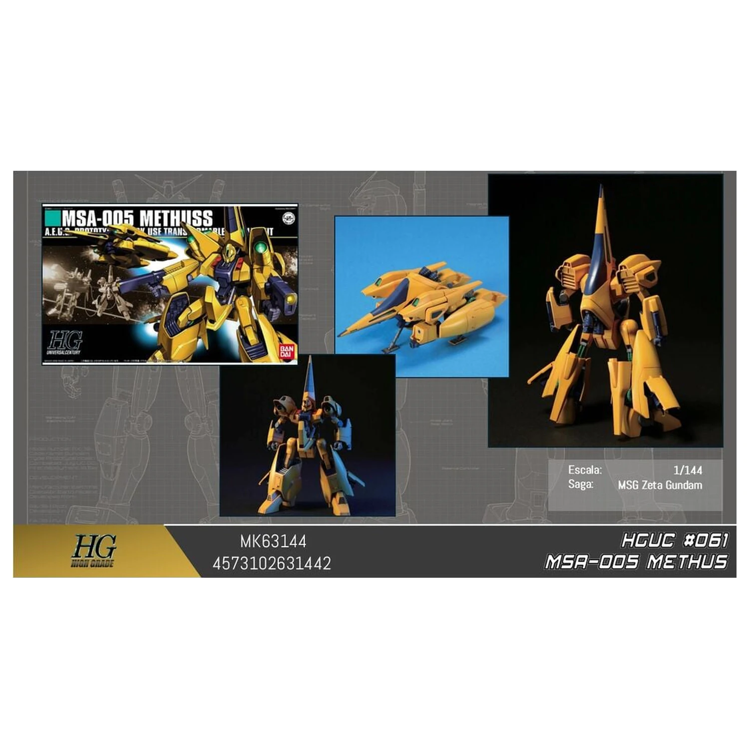 Zeta Gundam MSA-005 Methuss Mobile Suit Model Kit HGUC 1/144 produktová fotografia