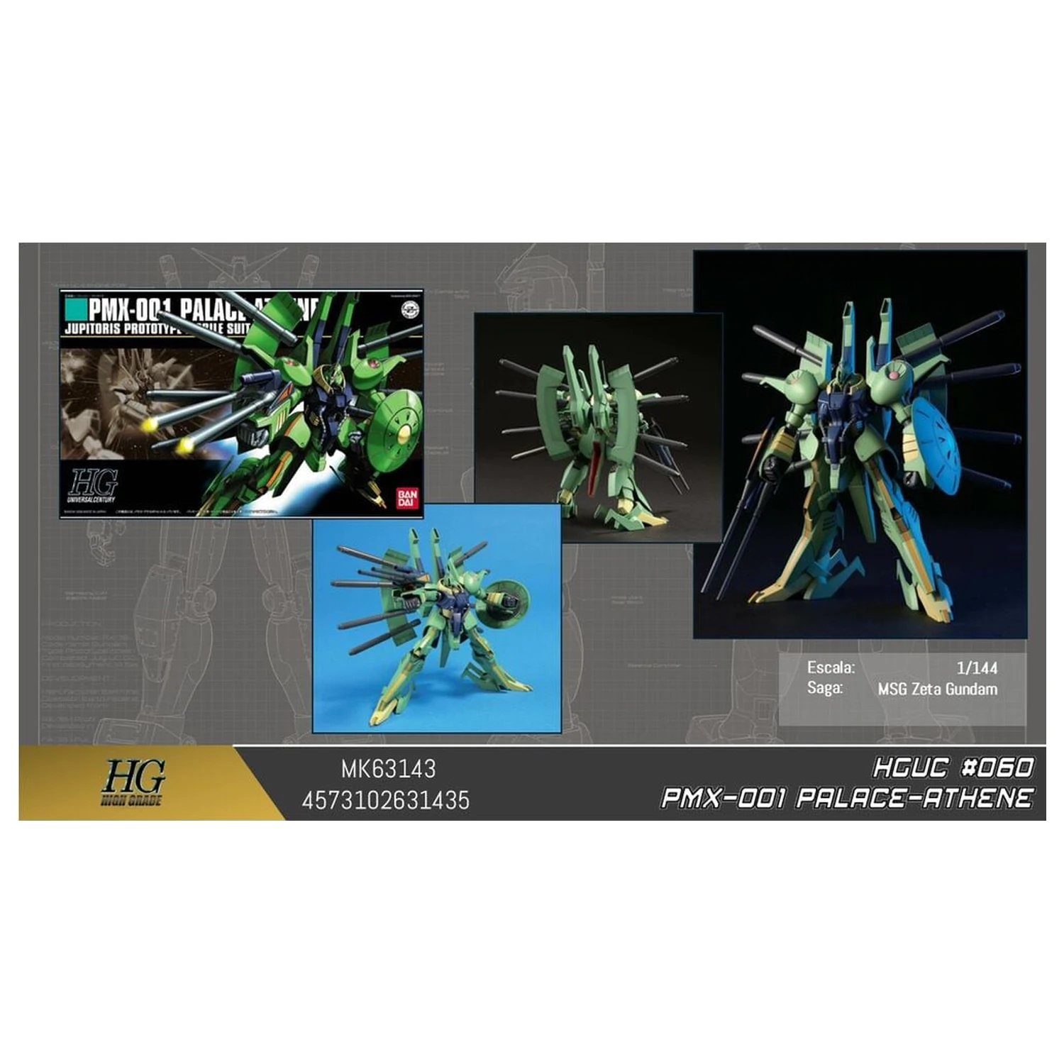 Zeta Gundam PMX-000 Palace Athene Mobile Suit Model Kit HGUC 1/144 produktová fotografia