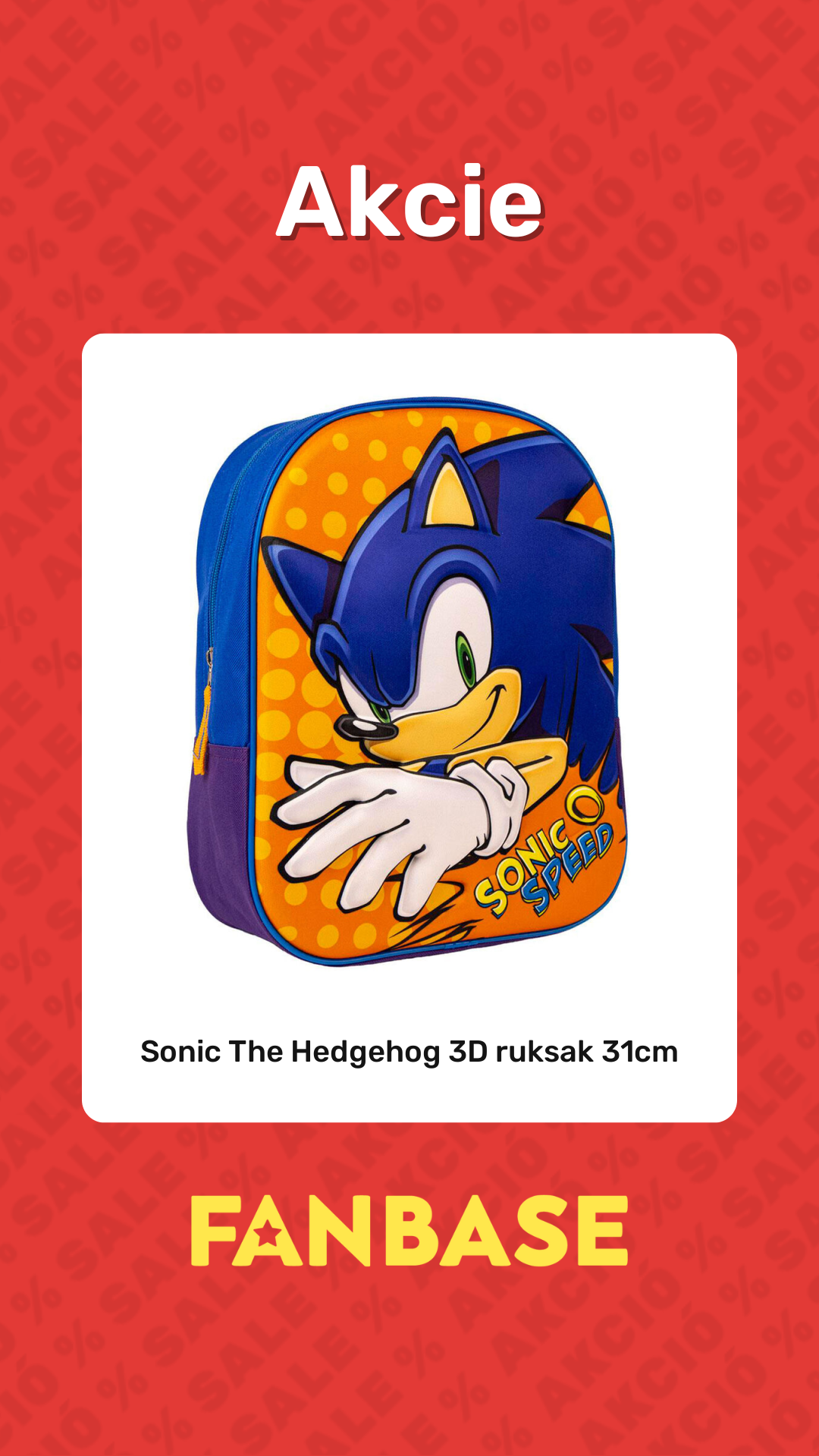 Akcie: Sonic The Hedgehog 3D ruksak 31cm