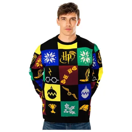 Harry Potter Christmas Sweater Deluxe Patchwork pletený sveter produktová fotografia