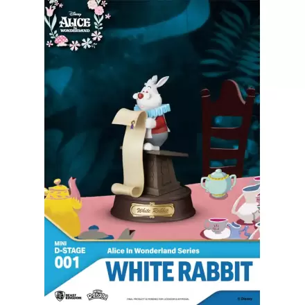 Alice in Wonderland Mini Diorama Stage PVC Socha Glasses White Rabbit 10 cm produktová fotografia