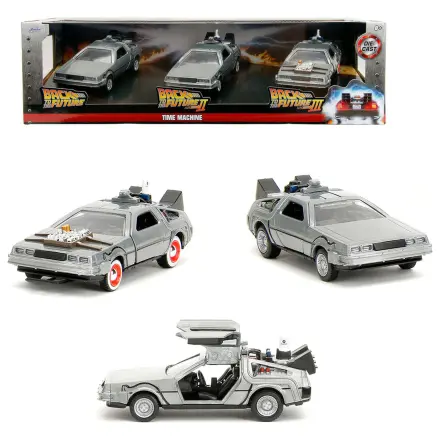 Back to the Future 40th Anniversary Time Machine pack 3 Delorean set produktová fotografia