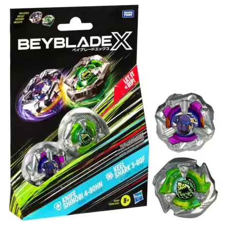 Beyblade X Beat Tyranno 4-70Q & Knife Shinobi 4-80HN hra produktová fotografia