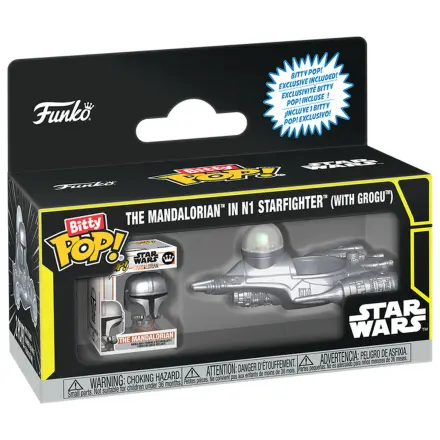 Bitty Funko POP figúrka Jazda Star Wars The Mandalorian In N1 Starfighter With Grogu produktová fotografia