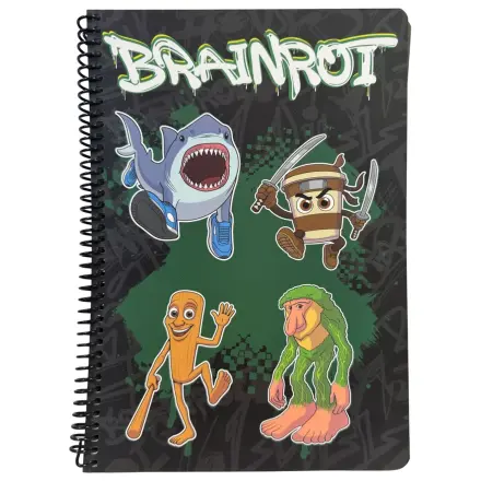 Brainrot Green B/5 linajkový špirálový zápisník, 70 listov produktová fotografia