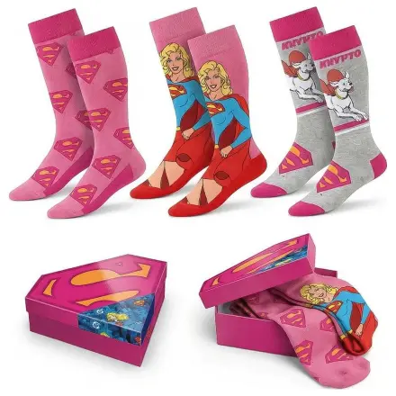 DC Comics Superman Supergirl dospelý 3 set ponožiek produktová fotografia