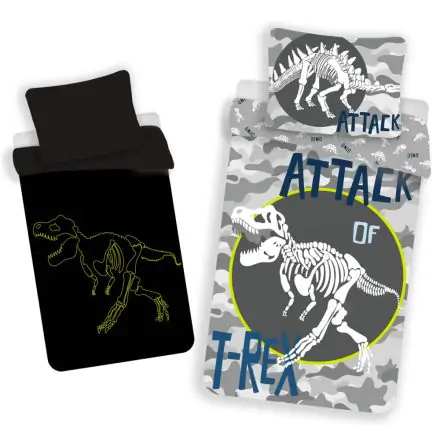 Obliečky na paplón s dinosaurom svietiace v tme 140x200cm, 70x90 cm produktová fotografia