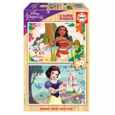 Disney Princess Vaiana + Snow White drevené puzzle 2x50ks produktová fotografia