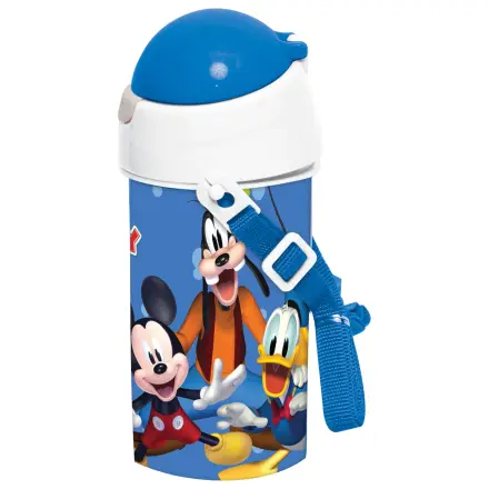 Disney Mickey Modrá plastová fľaša na vodu so slamkou a šnúrkou 500 ml produktová fotografia