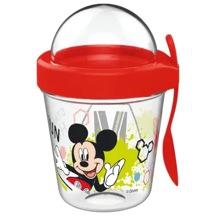 Disney Mickey zábavný hrnček s viečkom s držiakom na desiatu a lyžičkou 350 ml produktová fotografia