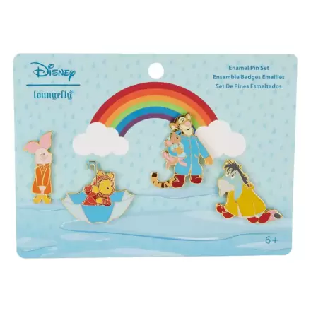 Disney by Loungefly Smaltované odznaky 4-dielna sada Winnie the Pooh & Friends Rainy Day 4 cm produktová fotografia