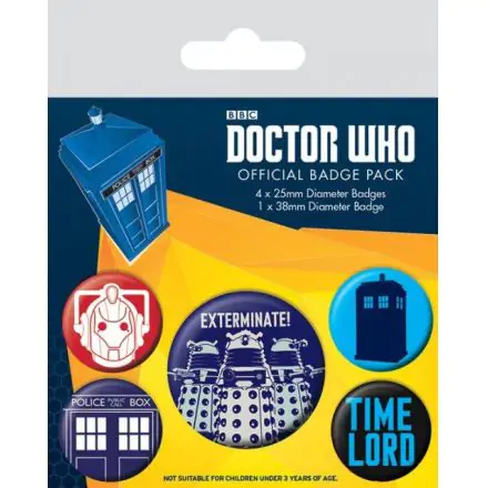 Doctor Who Pin-Back Buttons 5-ks Exterminate termékfotója