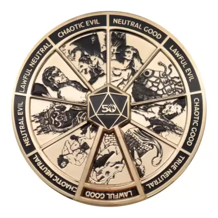 Dungeons &amp; Dragons Pin Badge Alignment Spinner 24k Gold Plated Limited Edition termékfotója