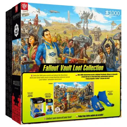 Darčeková sada Fallout Kolekcia Fallout Vault Loot (puzzle, ponožky, figúrka a krúžok na kľúče) produktová fotografia