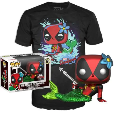 Funko POP! figurka a tričko méret doboz Marvel Deadpool Mermaid exkluzívne termékfotója