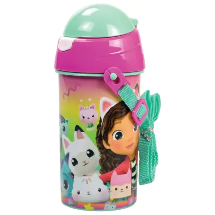 Gabby's Dollhouse plastová fľaša na vodu so slamkou s vyblednutými farbami a vešiakom 500 ml produktová fotografia