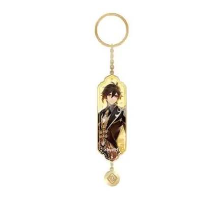 Genshin Impact Character Drawing Card Metal Keychain - Zhongli termékfotója