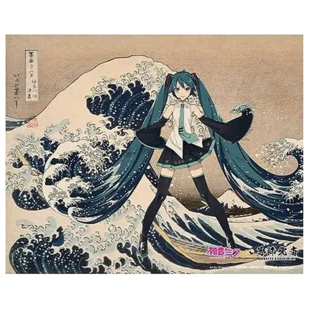 Hatsune Miku x Katsushika Hokusai iXima Plátno Umenie The Great Wave off Kanagawa/Fine Wind, Clear Morning 27 x 22 cm produktová fotografia