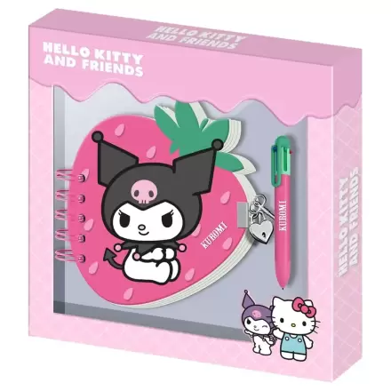 Hello Kitty and Friends Kuromi Jahodový diár a pero produktová fotografia