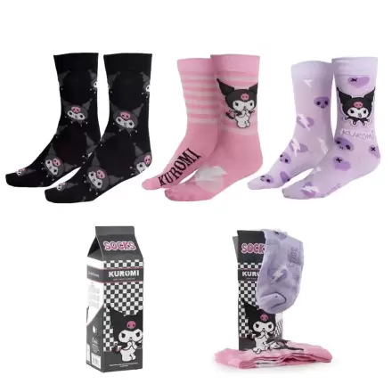 Hello Kitty Kuromi balenie 3 páry ponožiek pre dospelých produktová fotografia