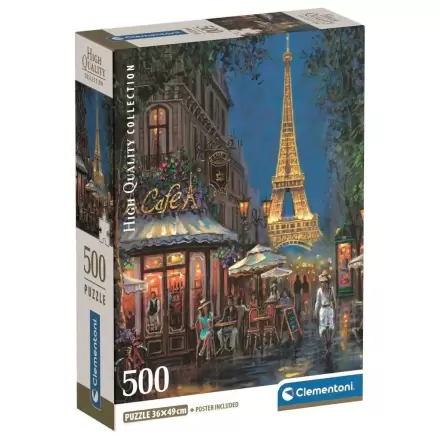 Vysokokvalitné puzzle Nočný pohľad na Eiffel Cafe 500ks produktová fotografia