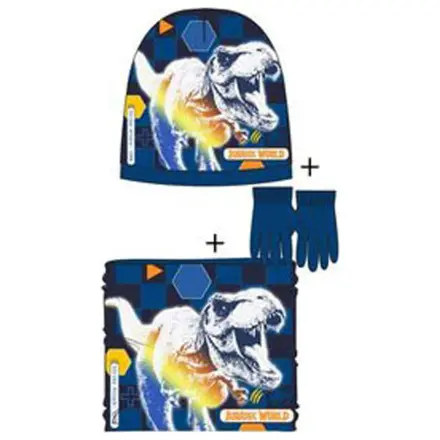 Jurassic World Attack tmavomodrý detský klobúk, šatka na krk a súprava rukavíc 52 cm produktová fotografia