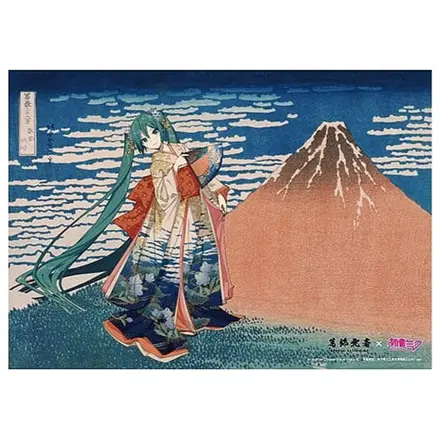 Katsushika Hokusai x Hatsune Miku Akrylový panel Tridsaťšesť pohľadov na horu Fudži Jemný vietor, čisté ráno 30 cm produktová fotografia