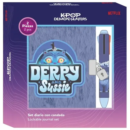 Kpop Demon Hunters Derpy diár set + 4-farebné pero produktová fotografia