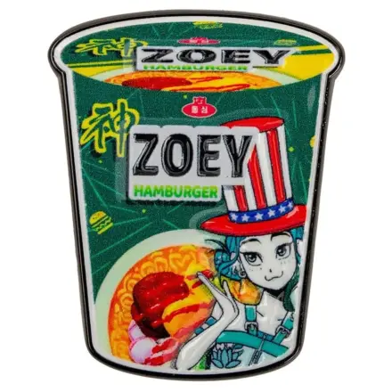 KPop Demon Hunters odznak Zoey Hamburger Noodles produktová fotografia