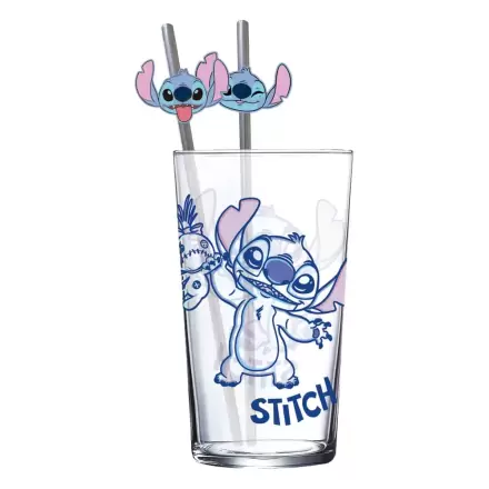 Lilo & Stitch Sklenený pohár so slamkami Stitch 485 ml produktová fotografia