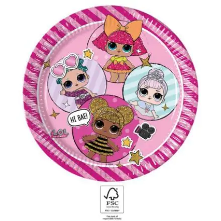 LOL Surprise Glitterati papierové taniere, balenie po 8 kusoch, 23 cm, FSC produktová fotografia