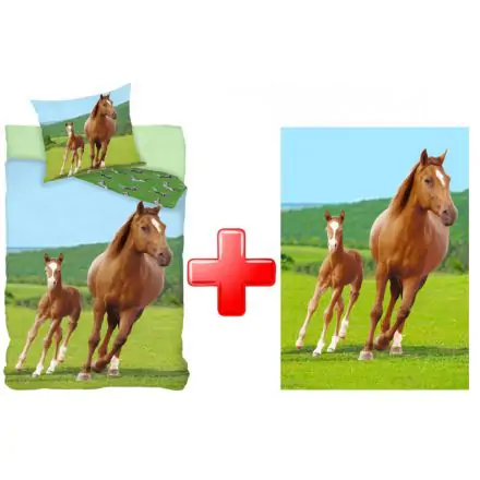 Jazdecká obliečka na perinu a flísová deka Set produktová fotografia
