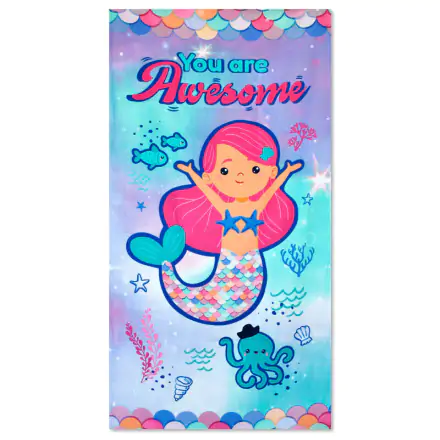 Mermaid You Are Awesome mikrovláknová plážová osuška produktová fotografia