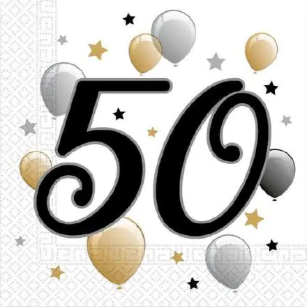 Milestone, Všetko najlepšie k 50. narodeninám servítky 20-dielne 33x33 cm produktová fotografia