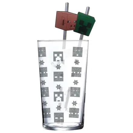 Minecraft Sklenený pohár so slamkami produktová fotografia