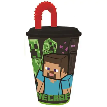 Minecraft pohár so slamkou, plastový 430 ml produktová fotografia