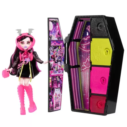 Monster High Skullmate Secrets Neon Frights Draculaura bábika 25 cm produktová fotografia