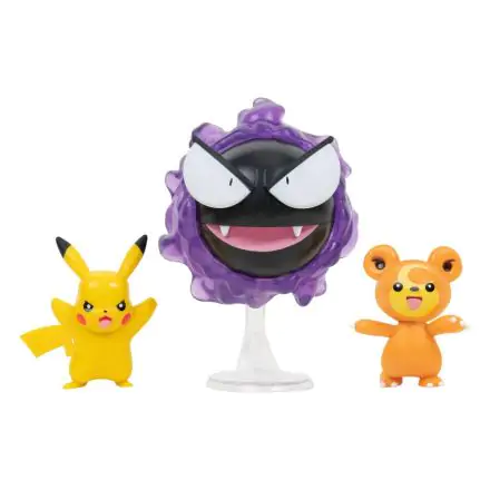Pokémon Battle Figúrka 3-balenie Teddiursa, Pikachu #9, Gastly 5 cm produktová fotografia