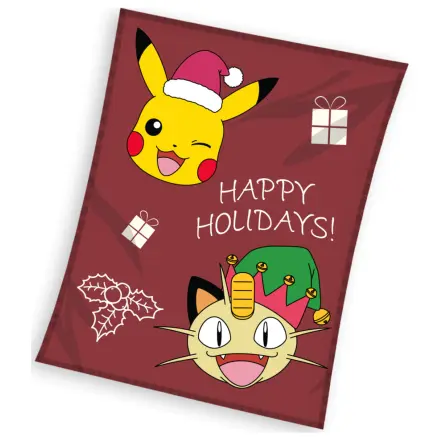Pokemon Happy Holidays Christmas flísová deka produktová fotografia