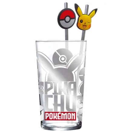 Pokémon Pikachu Sklenený pohár so slamkami produktová fotografia