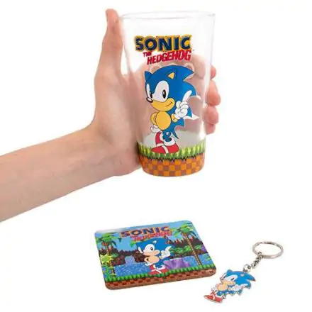 Sonic the Hedgehog kľúčenka, sklenený a podšálkový set Classic termékfotója