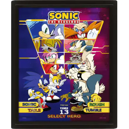 Sonic The Hedgehog 3D Lenticular Framed Poster Select Your Fighter 26 x 20 cm termékfotója