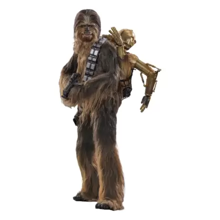 Star Wars Episode V Movie Masterpiece Akčná figúrka 1/6 Chewbacca s rozobratým C-3PO 36 cm termékfotója