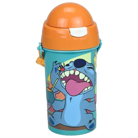 Stitch Cool plastová fľaša na vodu so slamkou a držiakom 500 ml produktová fotografia