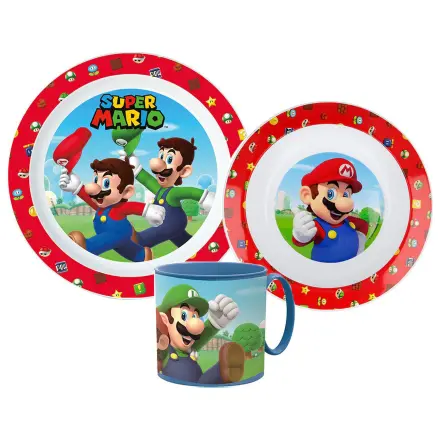 Super Mario Mushroom Kingdom jedálenský set, mikro plastový set s hrnčekom 265 ml produktová fotografia